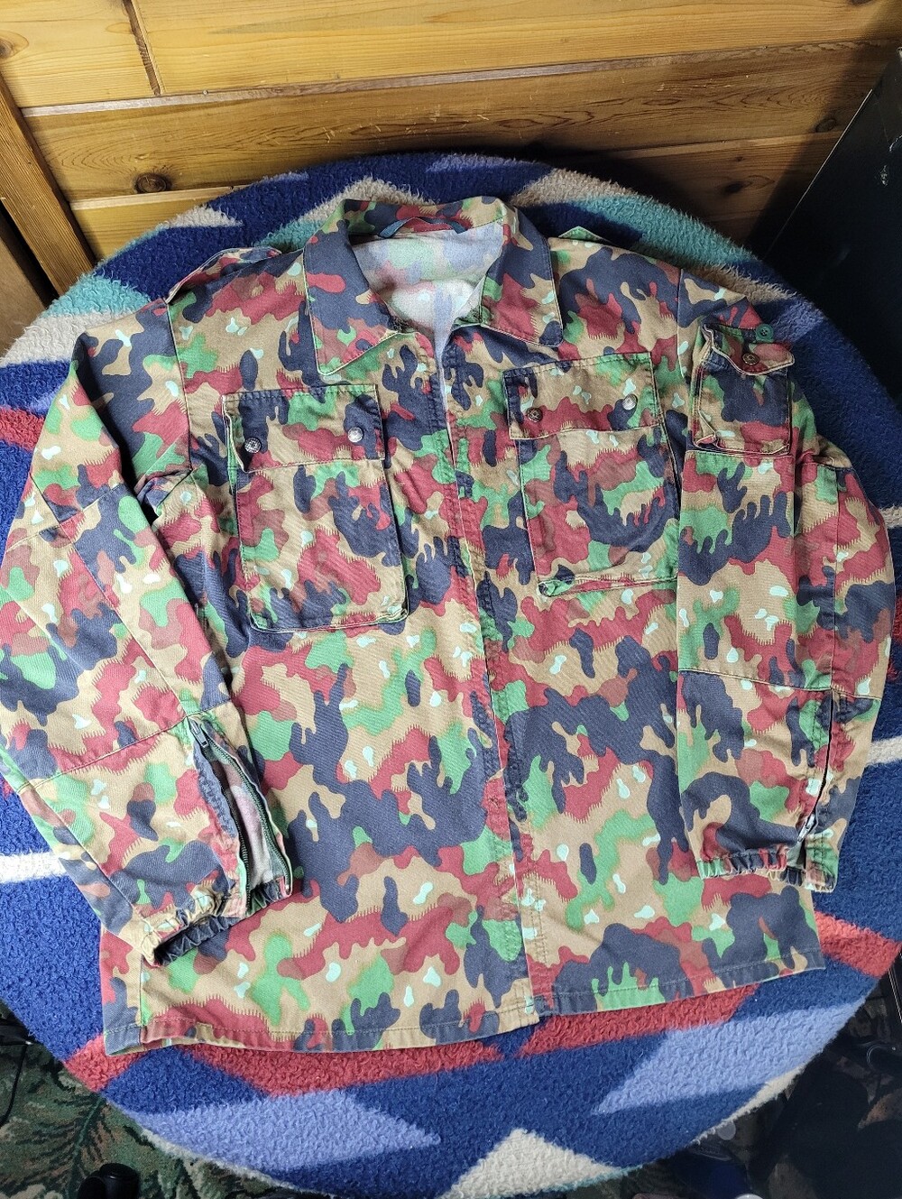 Vintage Hess Swiss Military Camo Jacket Mens Sz 52 Army Alpenflage 85/86 M83